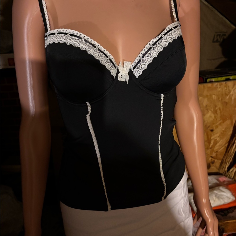 Ladies Bon Prix Collection BPC Black and White Lace Trim Camisole Top Size 36 B